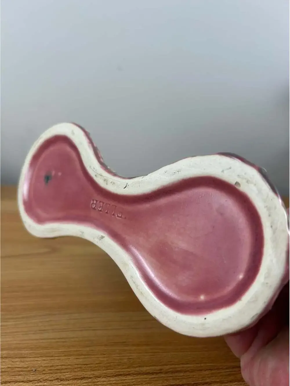 Weller Marvo 1920s Art Pottery Rare Pink & Green Glaze Double Bud Vase